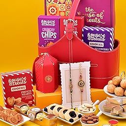 Hyperfoods® Rakhi for Brother and Bhabhi Rakhi Hamper for Brother Rakhi with Sweets Gift Pack Rakhi Gift Hamper Rakhi Gifts Rakhi for Bhabhi Sweets Snacks Cookies Sapphire Bhaiya Bhabhi Rakhi Set-image-80