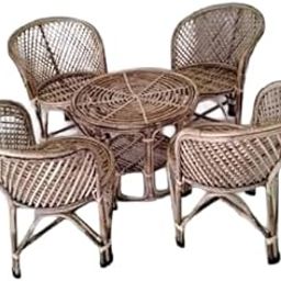 BHATIACANE Bamboo Cane Chairs with Cushions, Set of 4 with Table – Indoor Outdoor Room Chairs for Home, Office, Restaurant, Café, Bar-image-11