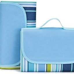 BKQPTL Beach Blanket Outdoor Picnic Blanket Mat 80 x 59 inches Extra Large Waterproof Sand Proof Camping Blanket Lightweight Folding Portable Travel Blanket for Family Park Beach Grass (Blue Line)-image-96