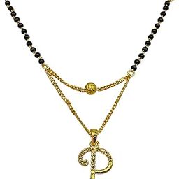 P Letter Mangalsutra - Stylish Short Pendant Designs in 20 Inches - Personalised Alphabet Gold Name Mangalsutra for Couple-image-54