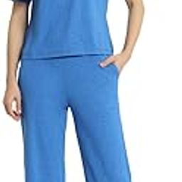 Women Co-ord set | Graphic Printed Pure Cotton T-Shirt With Trousers | Royal Blue-39