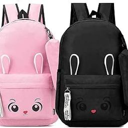 Mint Multicolor Bunny Backpack for Girls | Cute Cartoon School Bag with Ears & Pencil Case | Lightweight & Durable Kids Combo Pack of 2-image-75