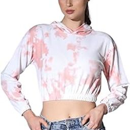 Women's Solid Tie-Dye Printed Western Crop Top with Hoodie Neck & Elastic Cuff Full Sleeves for Women's|| Casual Wear Western Crop Top for Women's.-image-69