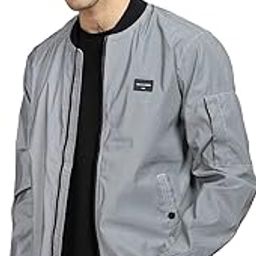 Men Grey Colourblocked Bomber Jacket-picture-2