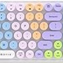 Wireless Keyboards and Mouse Combos, UBOTIE Colorful Gradient Rainbow Colored Retro Typewriter Flexible Keyboard, 2.4GHz Connection and Optical Mouse(White Colorful)-image-15