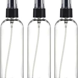 nsb herbals 100 ml Transparent Plastic Empty Fine Mist Spray (Black) Bottle Container For Sanitizer, Perfume, Rose Water, Travel, Home Care, Other Diy, Refillable Reusable (PACK OF 3)-70