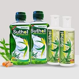 BOROLINE's Suthol Active Neem Gel 100 ml X 2 & Neem 200 ml X 2, Stops Skin Irritations, Prickly Heat Itching, Rashes, With Neem, Tumeric (Pack of 4)-image-43