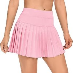 Pleated Tennis Skirt for Women with Pockets Shorts Athletic Golf Skirts Workout Sports Activewear Skort, Pink, Small-image-76