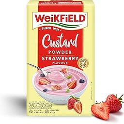Weikfield Custard Powder | Strawberry Flavor | Makes Smooth & Creamy Custard | 75g Carton-12