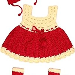 PEHNOINDIA Handmade Crochet Woolen Knitted Knee-Length Frock for Baby Girls.-image-28