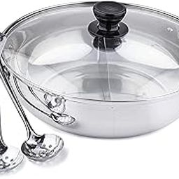 TAYAMA Stainless Steel Hot Pot With Divider, Silver, 11 inch-image-30