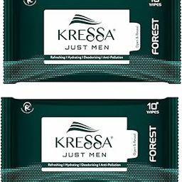 Kressa Face Wipes For Men | Forest | Refreshing Anti-pollution Wipes | Pack of 2-20 Wipes (Forest)-28