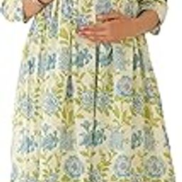 Women's Off White Pure Cotton Floral Printed A-line Maternity Kurta-image-71