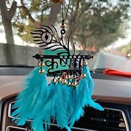 Jiyu Creation Krishna Dream Catcher for car Hanging/Car Hanging Accessories/Car Hanging Decor/Car Wind Chimes/Car Decor/Car Hanging Accessories Interior with origional Feather-6