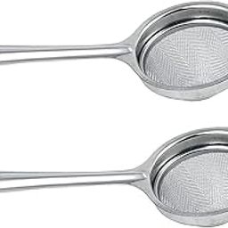 Om Hariom Stainless Steel Tea Strainer, Chalani/Coffee Strainer/Tea Filter/Juice and Oil Filter with Wire Handle and Stainless Steel, 8 cm, Medium Silver (Pack of 2)-image-48