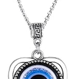 Evil eye Chain Pendant for Men Black Silver Necklace for Boys Mens boyfriend gents Boy girls Women Unisex Stainless Steel platinum Chains Locket Valentine Titanium Stylish Pendant-A411-picture-40
