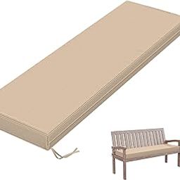 Tounosnt Outdoor Bench Cushion 60 X 18 X 3.5 Inch Thick Waterproof Patio Furniture Cushions, Patio Porch Swing Replacement Seat Pad with Tie Straps and Anti-Slip, for Backyard Garden, Sand-image-92