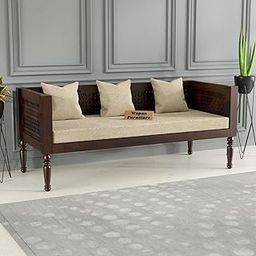 Wopno Furniture Sheesham Wooden 3 Seater Sofa for Living Room | Rosewood Cushion Sofa | Solid Wood Sofa Set for Lounge (Walnut, 3 Seater)-picture-24