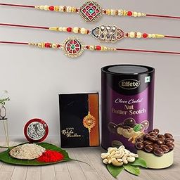 DeoDap (K3_420+421+422_BS) Rakhi Combo with Chocolate Butter Scotch 96gm, Rakhi & Chocolate for brother, Rakhi with chocolate, rakhi with gift, Rakhi Combo, Set of 3 Rakhi, Effete Chocolate-image-90