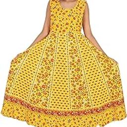 Brand Present Latest Trendy Traditional Long Cotton Designer Middi/Frock Dress for Women (MQ-MDI||BUTIJAAL||LY16__Free Size_) Yellow-12