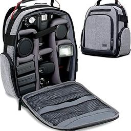 USA Gear Compact Digital Camera Backpack (Gray) with Customizable Accessory Dividers, Weather Resistant Bottom, Comfortable Back Support for Canon EOS T5 / T6 - Nikon D3300 / D3400 and More SLRs!-image-53