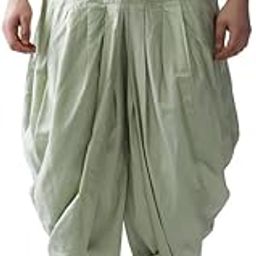 Mens Dhoti, Solid Dyed Cotton Blend Green Dhoti Pant for Men-picture-52