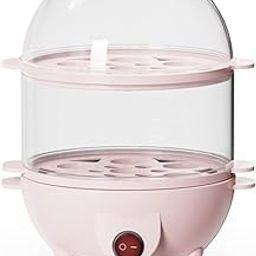 SHOPPOFOBIX Egg Boiler, Egg Poacher, Automatic Machine Turn-Off, Stainless Steel Bowl, Bpa Free Plastic 14 Egg Capacity Double-Layer Egg Boiler,Multifunction-25