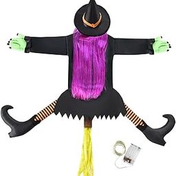 Enakshi (Label) Creations Lighted Crashing Witch into Tree Multipurpose Funny for Door Party Violet Hair|Home Decor|Figurines-19