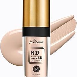 JustGold 9383 HD Cover Matte Liquid Foundation with SPF 15 Lightweight Full Matte Coverage Waterproof Long Lasting (30 ML, Butterscotch 02)-image-9