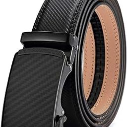 Belts for Men Black Slim Leather Belt for Men Fashion Texture Slide Waist Belt Automatic Buckle Belt for Formal or Casual - 130cm Length, Free Adjustable, No Belt Hole-image-45