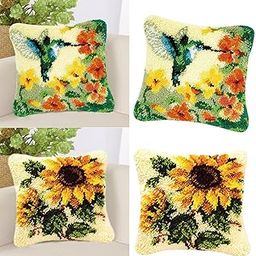 FABLOFT® 2 Set Flower Pillow Case Latch Hook Kits DIY Material Package for Beginners-picture-25
