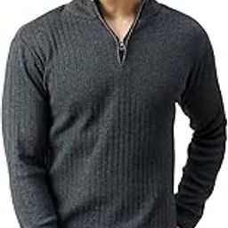 Men High Neck Zipper Full Sleeve Woolen Winter Sweater-image-28