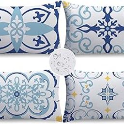 NIGHTWISH Outdoor Pillow Covers Set of 4 Waterproof Outdoor Decorative Throw Pillow Covers Boho Sofa Couch Cushion Cases for Patio Furniture Garden (12" x 20")-image-70