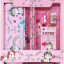 Tmisham Store Unicorn Stationary Kit for Girls 2 PencilCase,Book, Eraser,Sharpener,Scale,Compass,Croyan Color - Stationary Kit Set for Girls/Birthday Gift-image-4