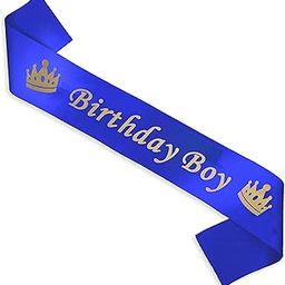 WOBBOX Happy Birthday Sash, Happy Birthday Sash For Boys, Birthday Sash For Kids, birthday boy Sash, Its my birthday Sash, Birthday Decoration, Golden & Blue Crown Birthday Boy (1 Pcs) (FP3410)-31