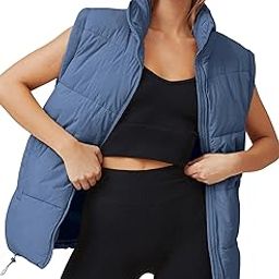 Womens Zip Up Puffer Vest Stand Collar Sleeveless Padded Jacket Coat-1