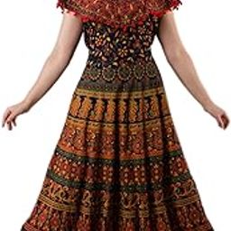 Jaipur Women's Stitched POM POM Casual Cotton Long Maxi Dress - (Multicolor, Free Size...)-image-96