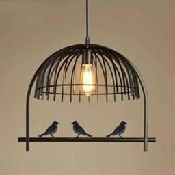 DECOFOLD Black Antique 3 Bird Cage Metal Hanging Ceiling Light, Vintage Pendants Ceiling Lamp (Bulb Not Included)-picture-17