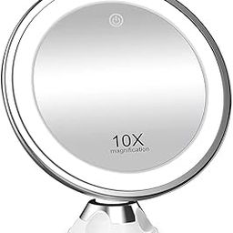 neotimely 10x Magnifying Lighted Makeup Mirror with Touch Control, Bathroom Shower Mirror with Suction Cup, 360 Degree Rotating Arm, Magnifying Mirror with Lights for Home, Bathroom Vanity and Travel-image-23
