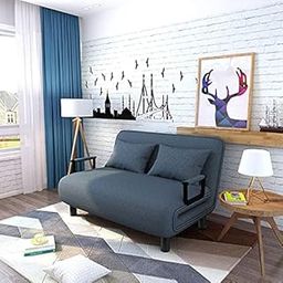 Royal Interiors 3 Seater Foldable Sofa with Cushion and Armrests | Compact Sleeper Couch for Small Spaces | Sleeper Sofa for Living Room, Bedroom | Convertible Tri-Fold Sofa Cum Bed (Blue)-image-1