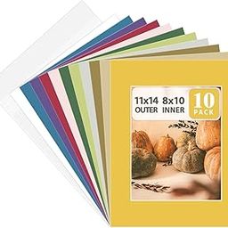 Golden State Art, Mixed Colors Pre-Cut 11x14 Picture Mat for 8x10 Photo with White Core Bevel Cut Mattes Sets. Includes 10 High Premier Acid Free Mats & 10 Backing Board & 10 Clear Bags by Golden State Art-picture-12