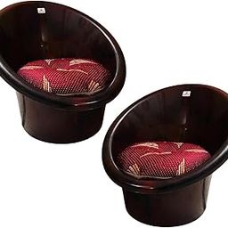 ANJWAR Tub Chairs | Heavy Plastic Chairs | Arm Chair for Garden and Outdoor | 200Kg Weight Bearing Capacity | Set of 2 Chairs with Cushions., Rosewood-image-71