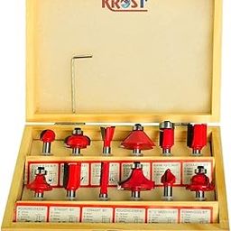 KROST 12-Pieces Multi Shapes Router/Trimmer Bit Set Combo with Wooden Box 1/4-inch (6.35mm Shank) Specially Designed for Woodworking-5