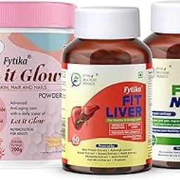 Fytika Let it Glow Pineapple, Collagen Powder-200G + Fytika Fit Liver (Liver Detox Supplement)-60 Tabs + Fytika Flexi Move| Glucosamine, Rosehip Powder extract-60 Tabs-image-8