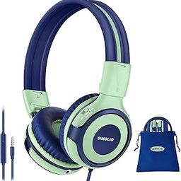 SIMOLIO Kids Headphones for School, Safe Volume Limiter Headphone with Microphone, Adjustable Durable & Foldable, Stereo Wired Headsets for Child, Toddler, Boys, Girls, Online Course (Green)-9