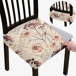 BRIDA Stretchable Floral Geometric Printed Dining Chair Seat Covers Elastic Chair Seat Case Protector, Slipcovers (Watercolor Leaves, 4 Seat Cover)-image-15
