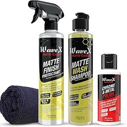 Wavex Matte Finish Maintainer 300ml Combo | Wash, Clean, Protect and Maintain Matte Bikes & Cars | Consists of Matte Wash Shampoo, Maintainer, Microfiber, Chrome & Metal Polish-26