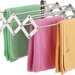 Synergy 7 Rod - Premium Heavy Duty Rust-Free Stainless Steel Foldable Wall Mount/Mounted/Mounting Clothes Drying Stand/Cloth Dryer Racks Cloth Hanger for Balcony [SY-CS3]-image-28