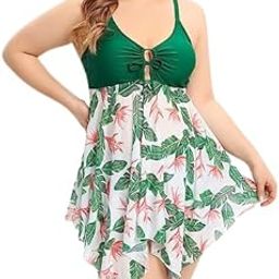 Plus Size Floral Printed Two Pieces Swimsuits - XL - 8XL-image-91
