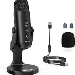 zealsound USB Microphone, Condenser Computer Mic, Plug & Play Gaming Microphone for Phone/PS4/PS5, Headphone Output, Volume Control, Mic Gain Control, Mute Button, YouTube Podcasting on Windows(Black)-25
